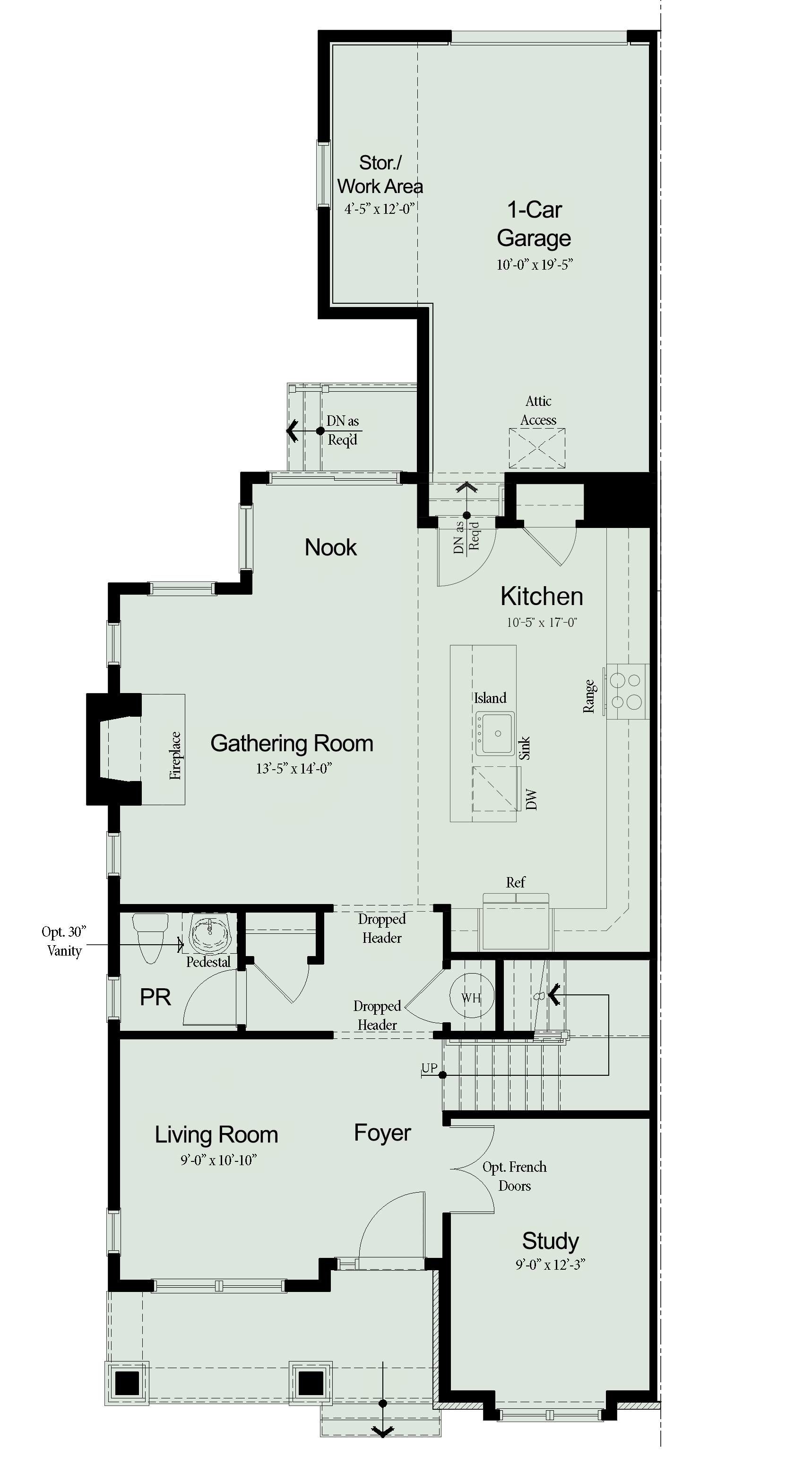 FT 1ST LEVEL FLOOR PLAN ELEV 1 LAUNDRY UPSTAIRS