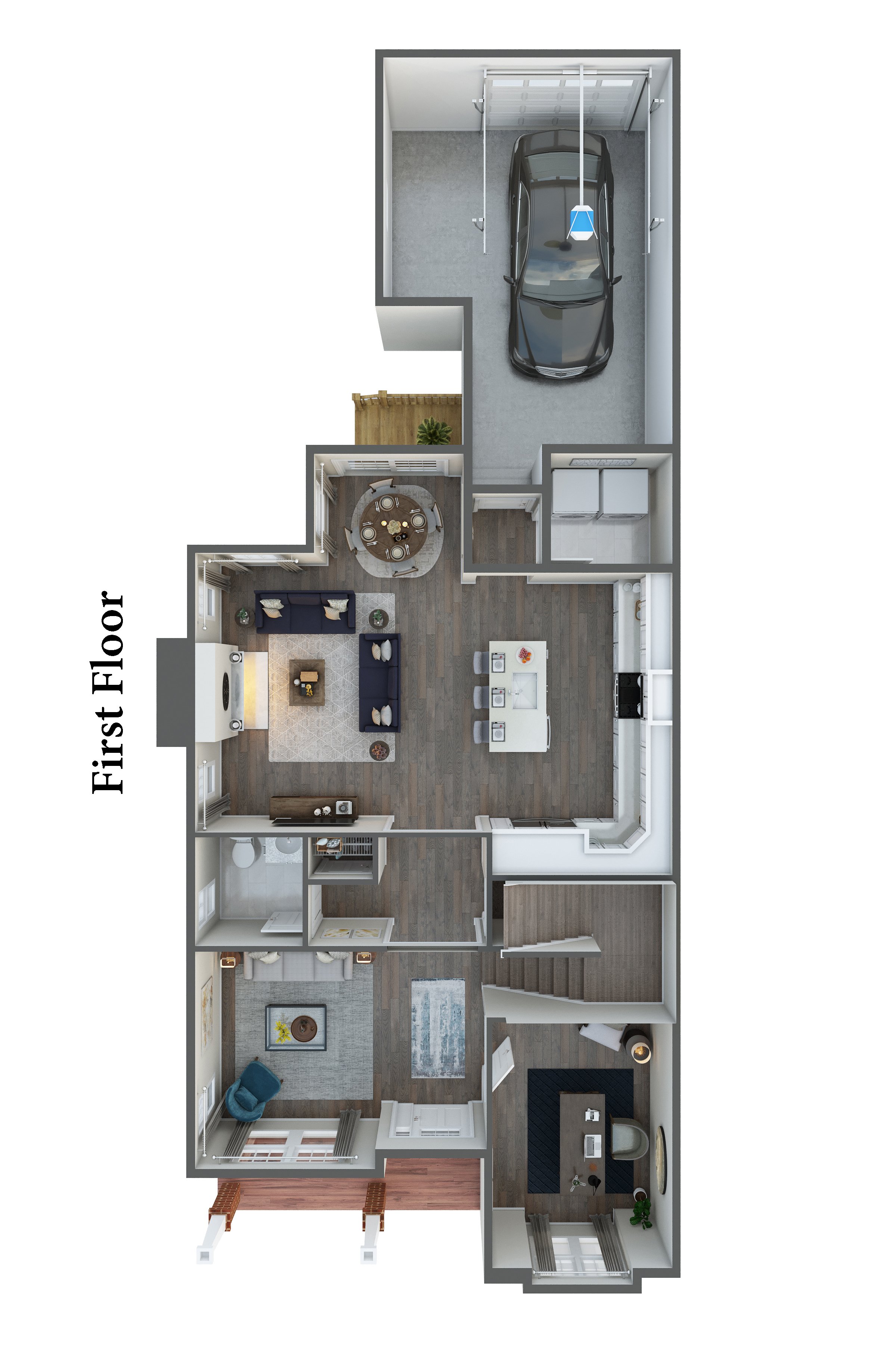 The Hunterdon 3D First Floor Plan Front Web