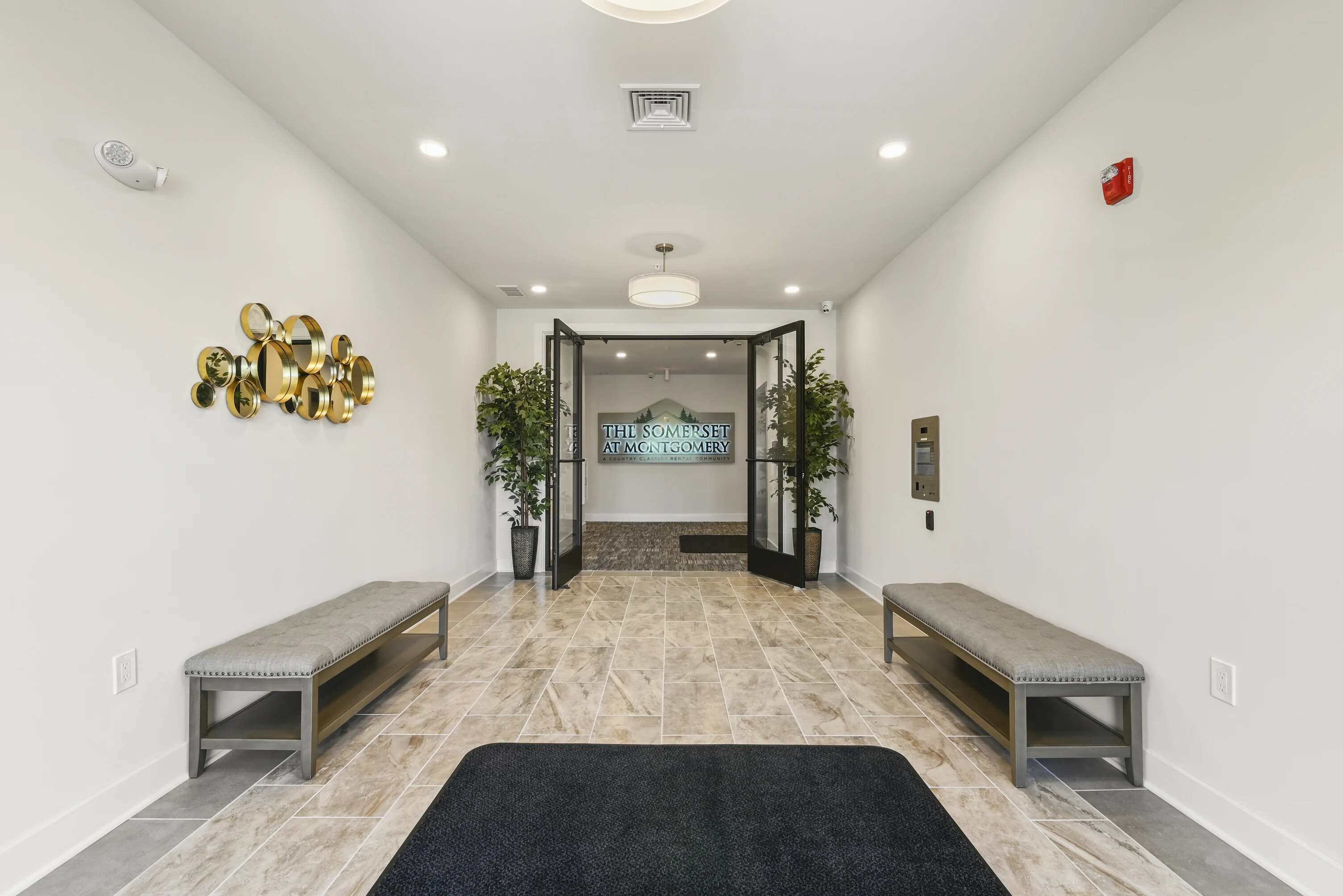 Stylish lobby entrance at The Somerset at Montgomery rental apartments by Country Classics in Central New Jersey
