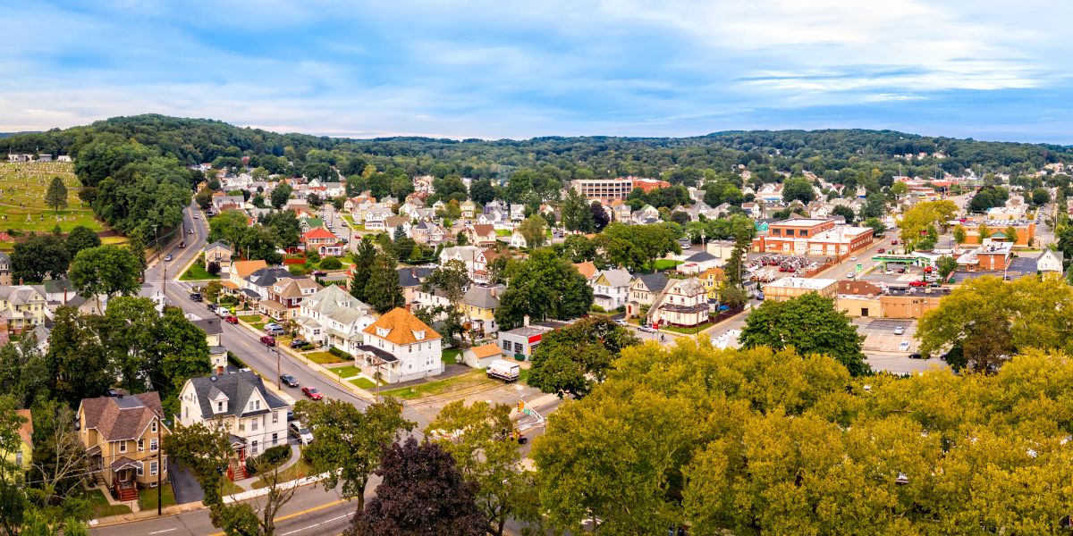 Aerial landscape view of Somerset County, New Jersey